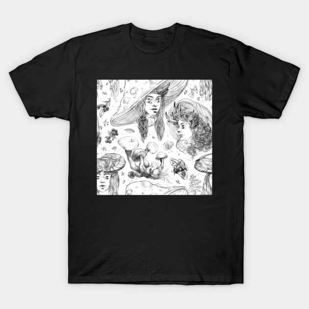 Goth girl with mushroom hat T-Shirt by orsinha